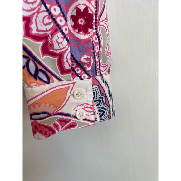 Chico's No Iron Sateen Western Paisley Shirt button up collared Size 2 US 12-14 - Picture 3 of 6
